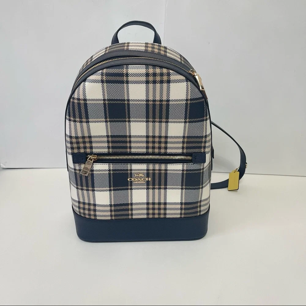 Lot / Set Of 3 Coach Plaid Pieces / Backpack, Crossbody & Wristlet/ New With Tag - Picture 9 of 16